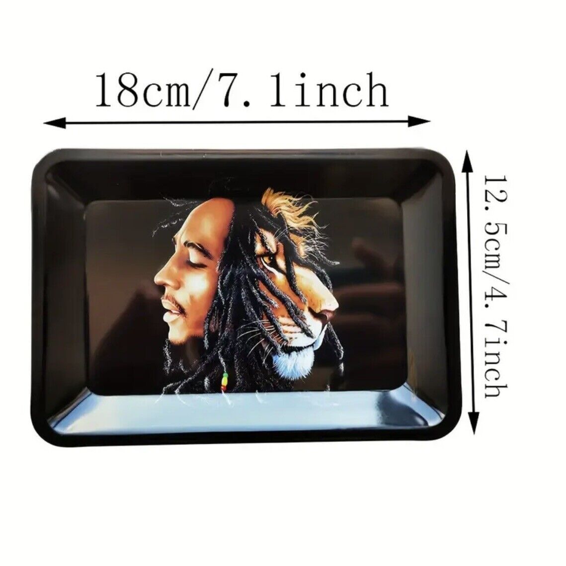 Drehtablett Metall Rolling Tray "BOB MARLEY" 18x12.5x2,5cm