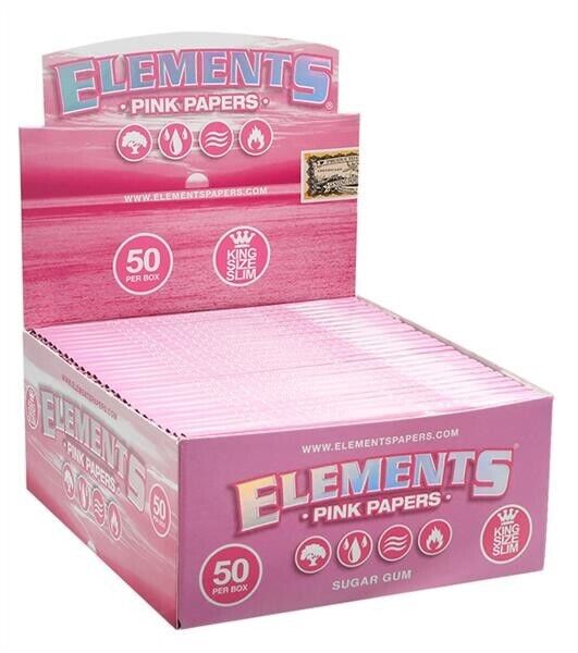 10x Elements King Size Slim Papers - Blättchen Pink