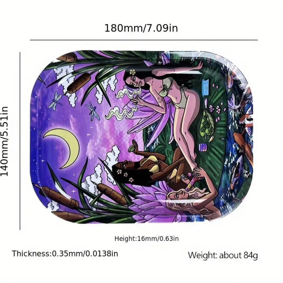 Drehtablett Metall Rolling Tray " OF 3 BEAUTYS " 18x16x2,5cm