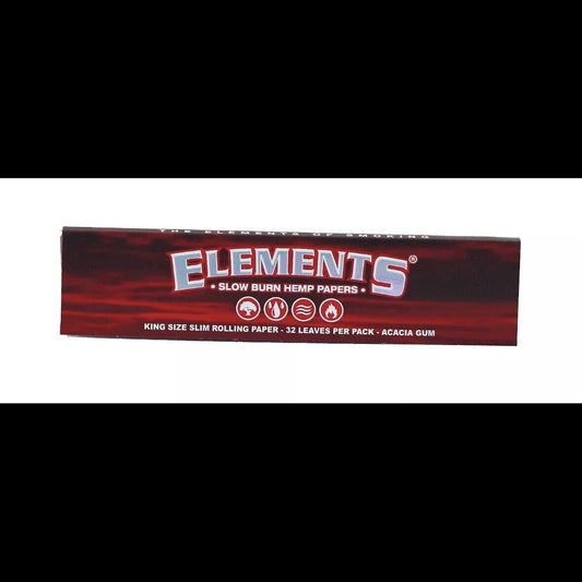 1 Box (50x) Elements Red King Size Slim Hanf Papers from Hemp