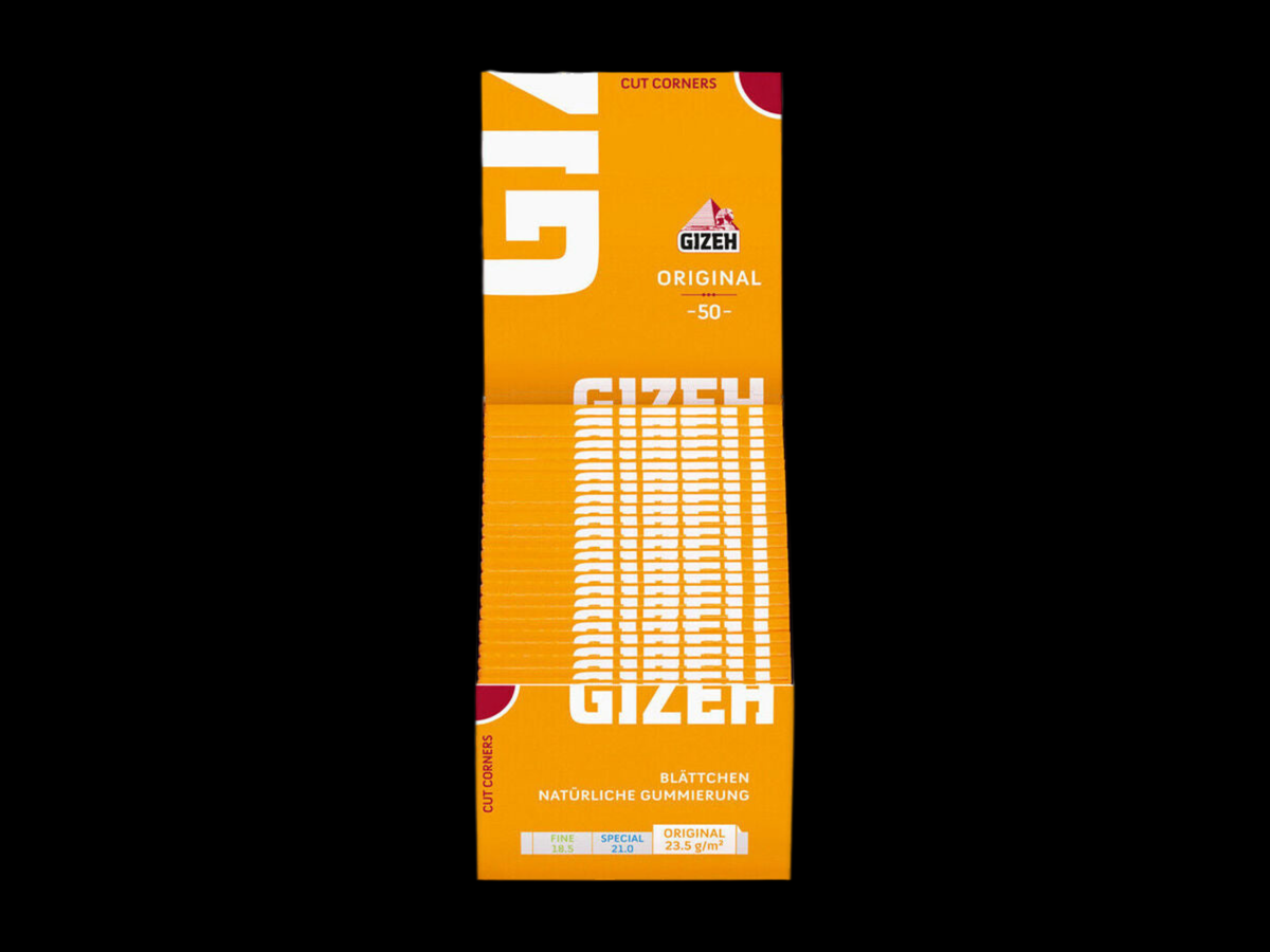 50x Gizeh Original Gelb Blättchen Zigarettenpapier | Papers | Ganze Box