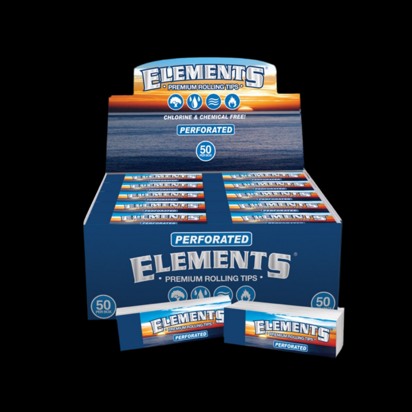 1 Box (50x) Elements Filter Tips Perforiert - Slim Filtertips