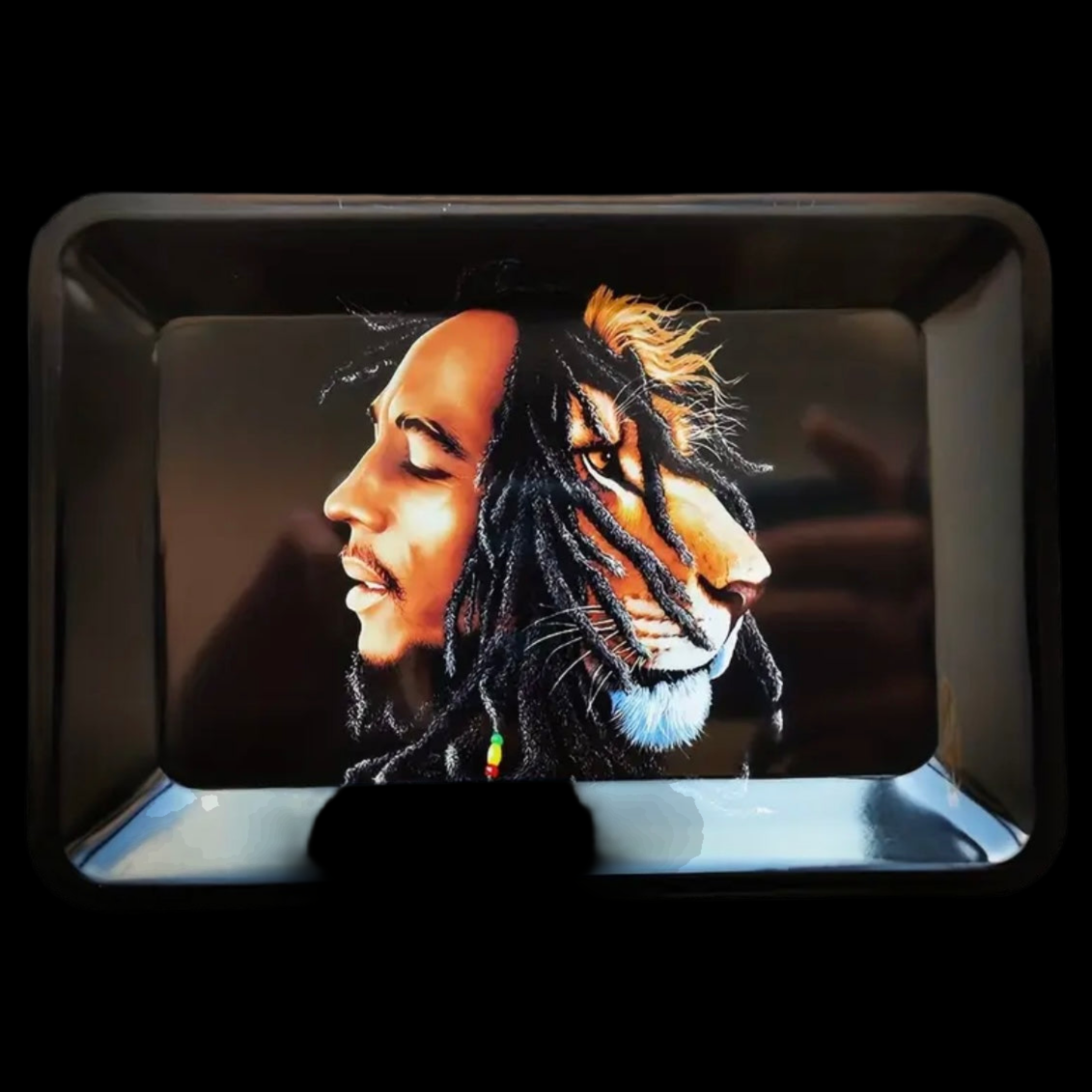 Drehtablett Metall Rolling Tray "BOB MARLEY" 18x12.5x2,5cm