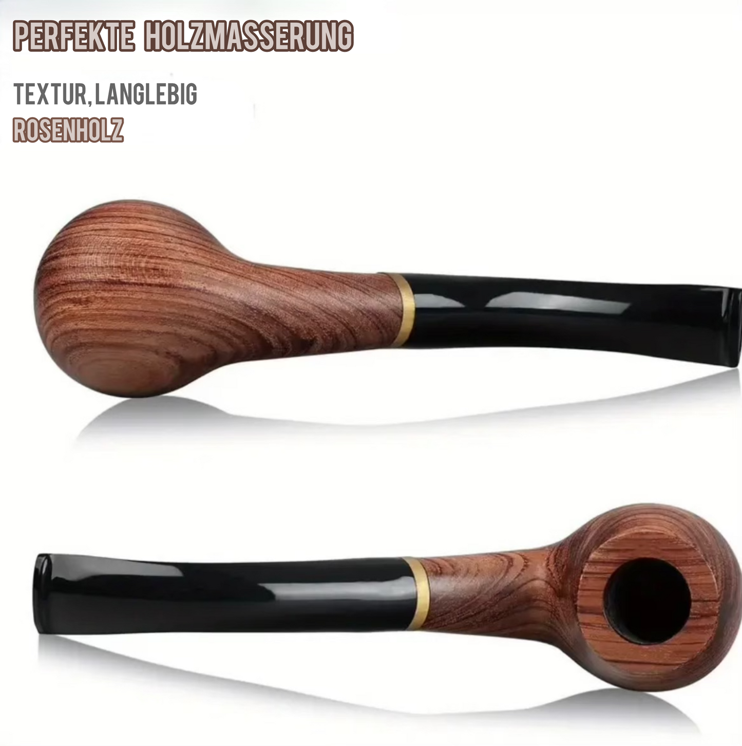 Premium Pfeifenset mit 12 Teiliger Zubehör | Tabak Pfeife Set aus Rosenholz