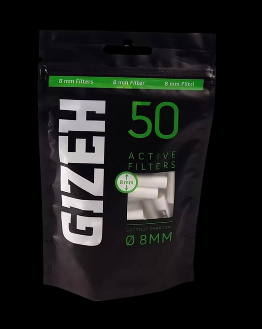Beutel mit 50x GIZEH Black | Aktivkohlefiltern 8mm | mit Keramikkappen