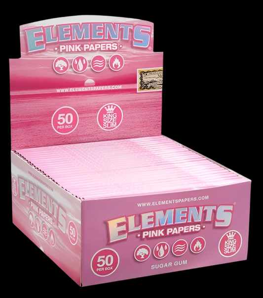 1 Box Elements PINK King Size Slim Papers 50 Heftchen, Papers Zigarettenpapier