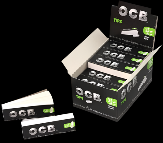 OCB Filter Tips perforiert | 25 Heftchen x 50 Tips | Inkl. Karton