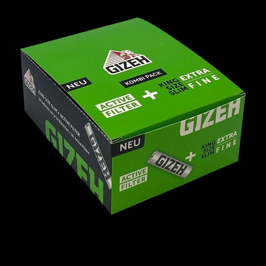 Gizeh Kombi Pack BLACK 16x: King Size Slim Heft à 34 Papers + 16 Active Filter