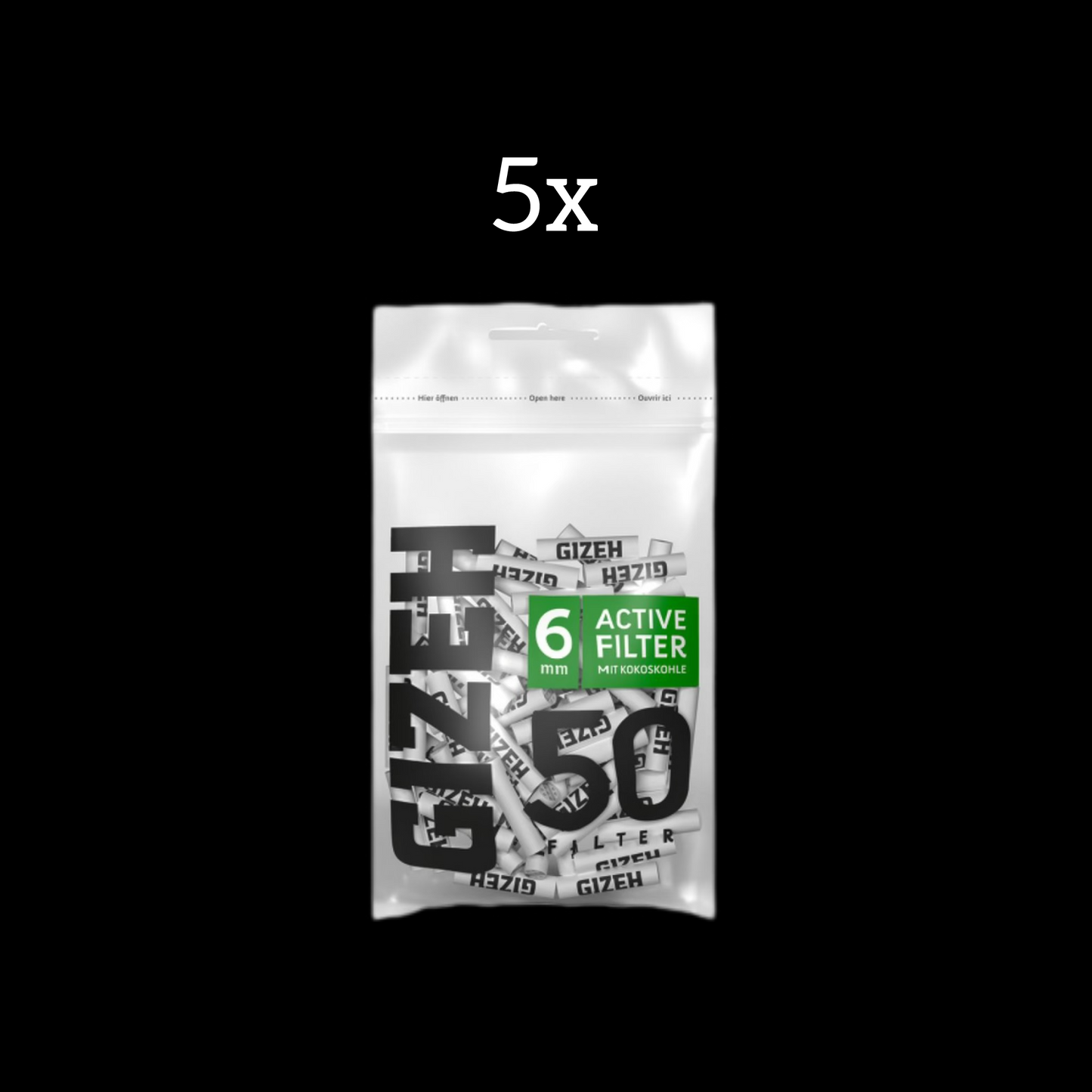 GIZEH Black Active Filter 5 x 50 Aktivkohle - 6mm